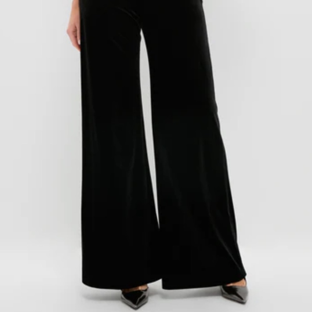 Tuckernuck Black Velvet Deja Pant Small Wide Leg Neutral High Rise - Picture 1 of 6